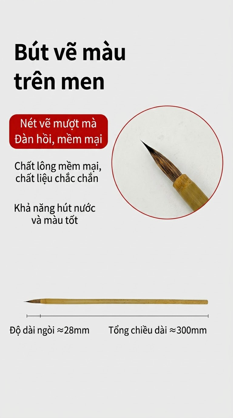 Bộ cọ thư pháp làm gốm 6 món