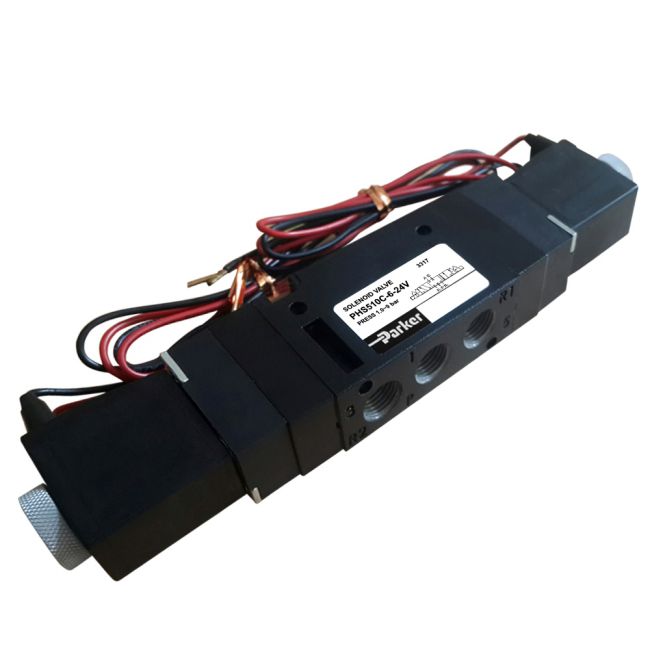 Van điện từ Parker PHS-510C-6-24V 5 cửa 3 vị trí, 2 Coil, Ren 9.6