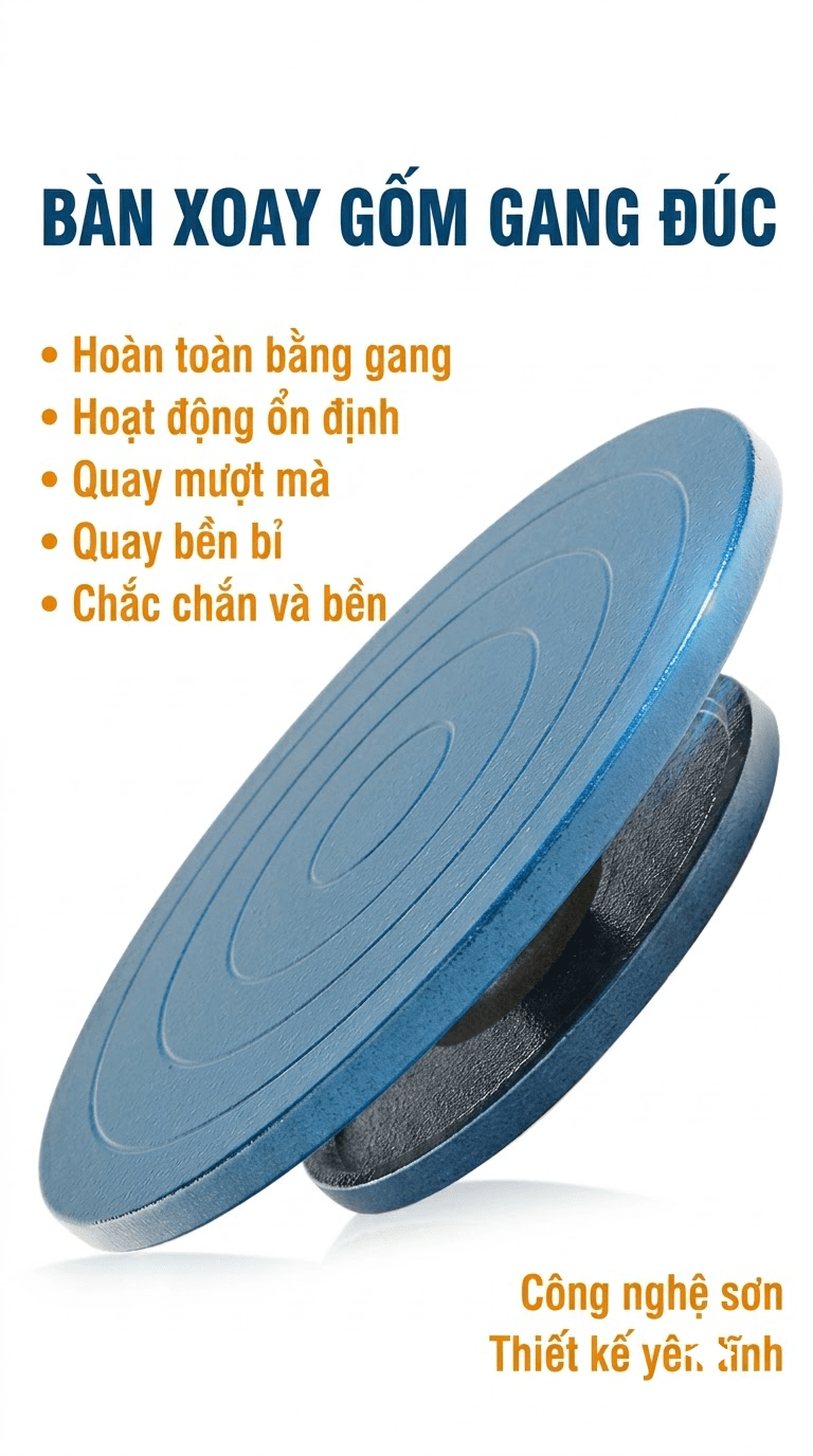 Bàn Xoay Làm Gốm Bằng Gang Đúc 2 Mặt Tiện Dụng