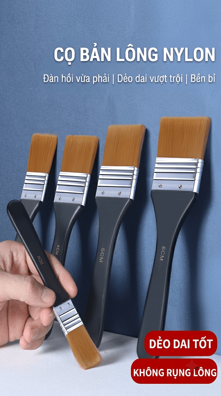 Bộ 5 Cọ Dẹt Tráng Men Làm Gốm Chuyên Nghiệp (2cm - 6cm)