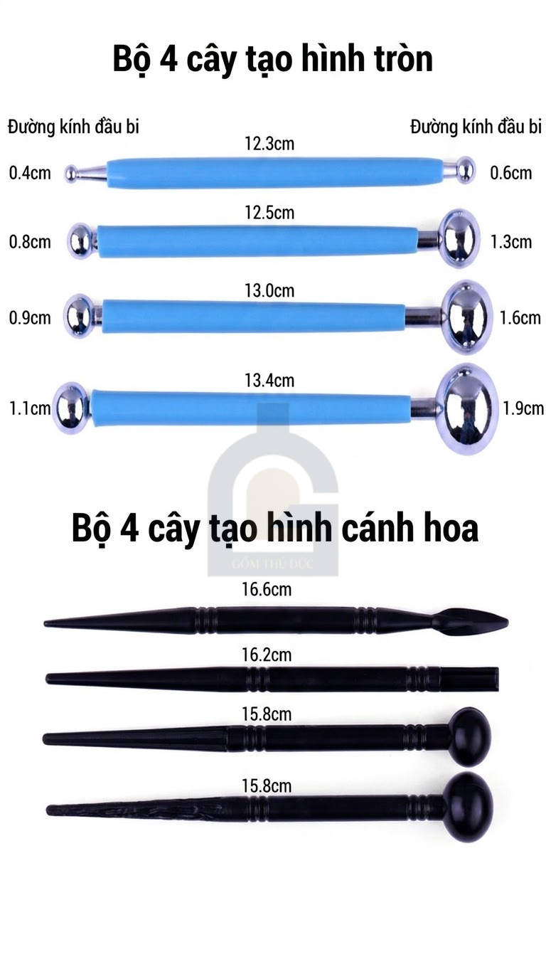 Chi tiết Combo 61 Món Dụng Cụ Làm Gốm Và Tạo Hình Đất Sét Chuyên Nghiệp
